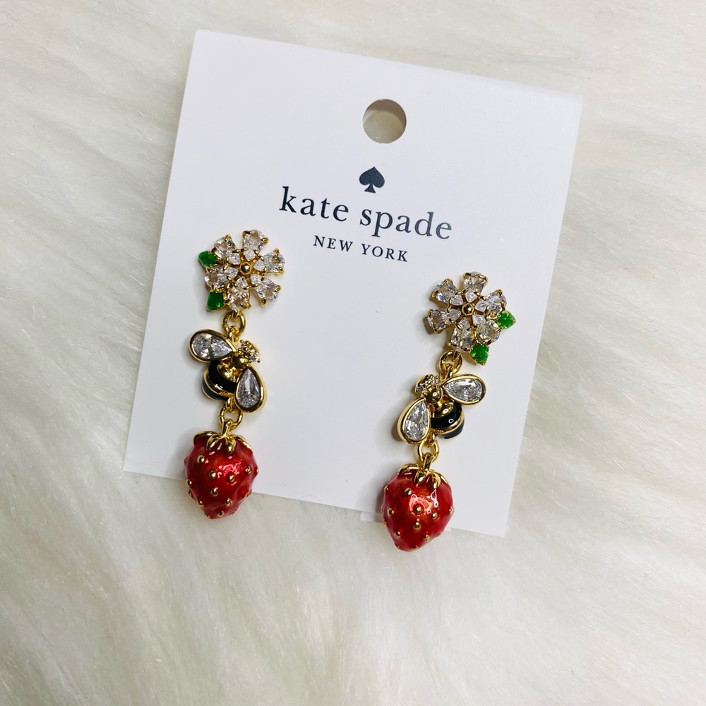 Kate Spade Strawberry Fields Statement Earrings New - Picture 1 of 3